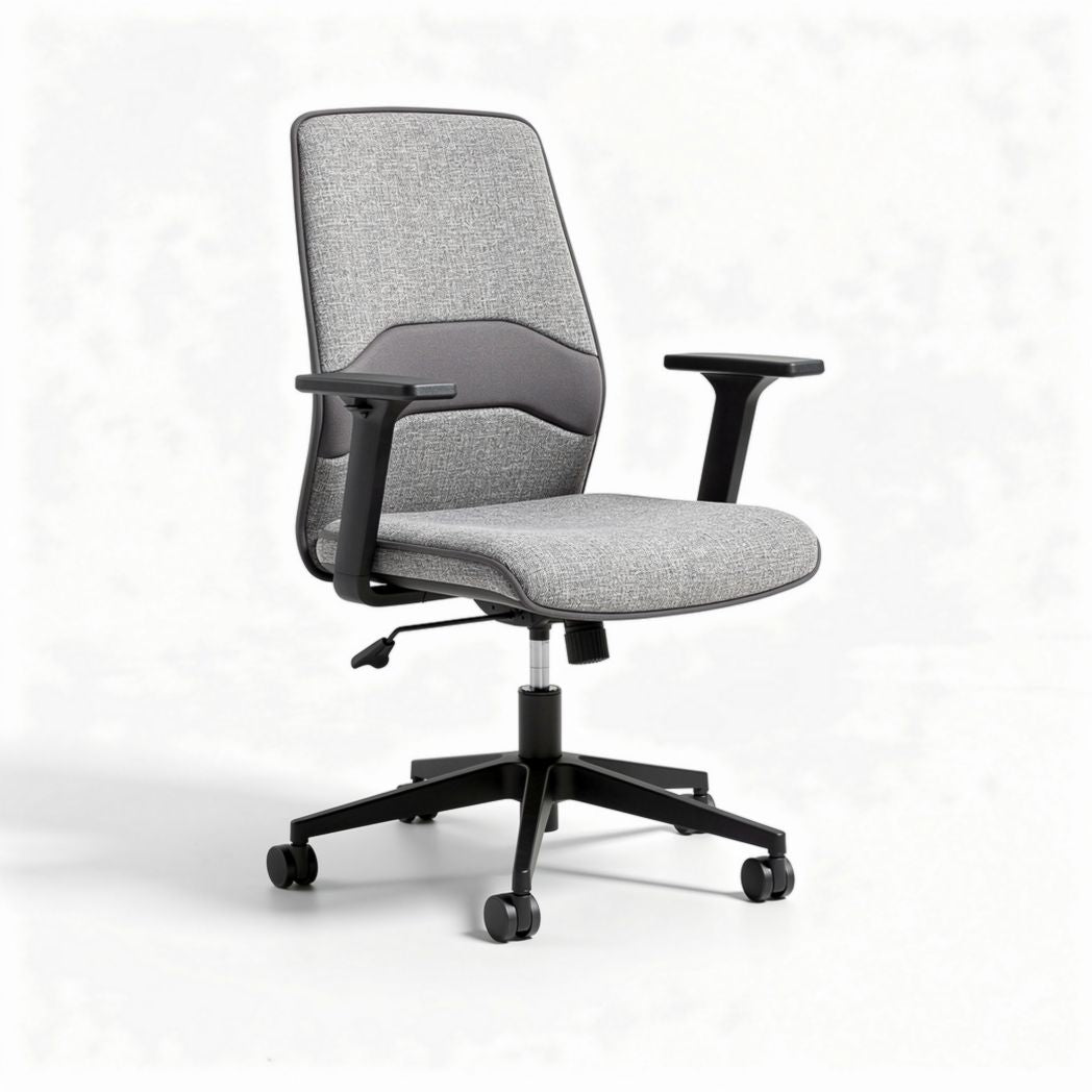 Chaise de bureau ergonomique avec accoudoirs en tissu gris 65 x 65 x 100cm