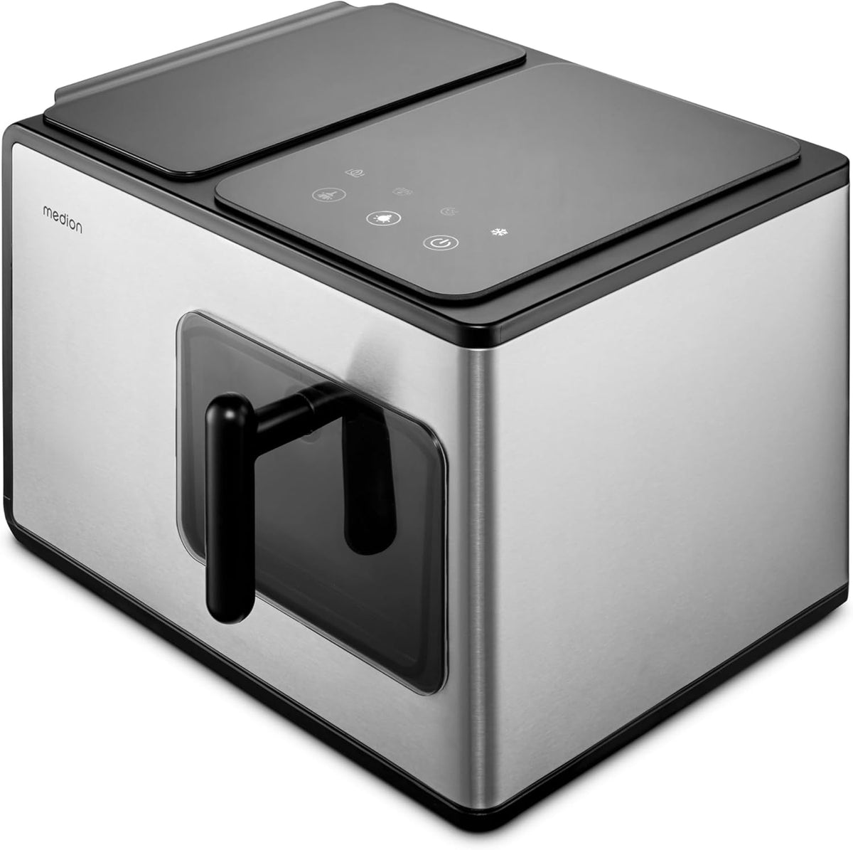 MEDION Ice maker (ice cube size small large, 2.6 litre water tank, short production time approx. 10 minutes, crystal clear ice cubes, self-cleaning, control window, screen,(15kg/Nuggets de glace pilée)