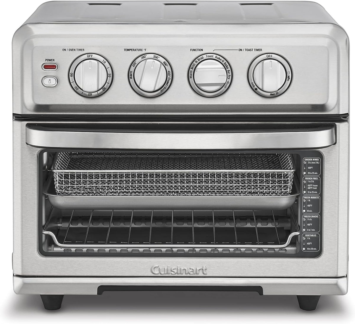 CUISINART Air Fryer + Convection Toaster Oven, 8-1 Oven with Bake, Grill, Broil Warm Options, Stainless Steel, TOA-70