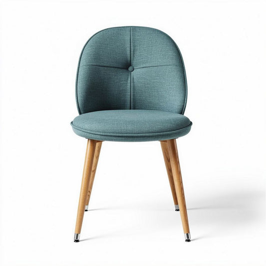 Chaise moderne en tissu vert avec pieds en bois de 60 x 55 x 85cm