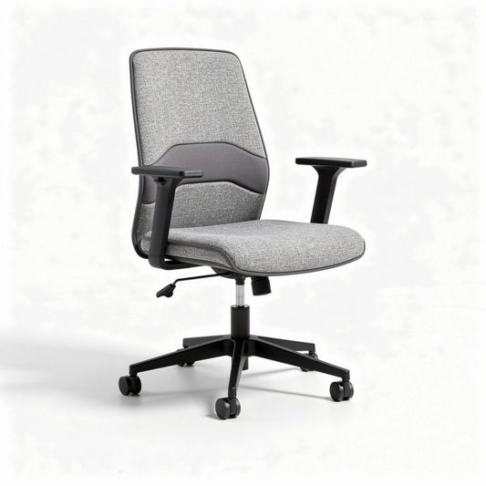 Chaise de bureau ergonomique avec accoudoirs en tissu gris 65 x 65 x 100cm