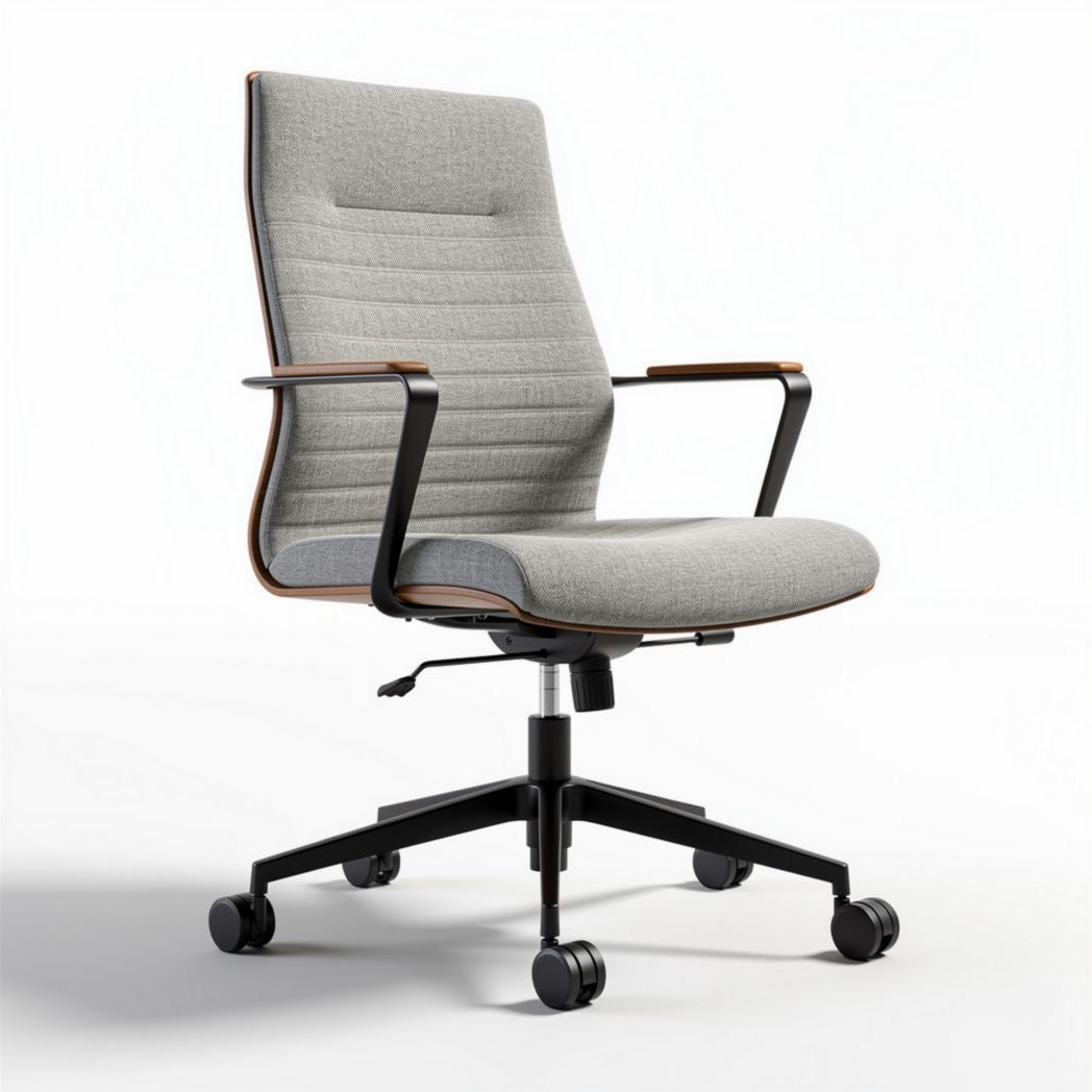 Chaise de bureau en textile gris avec accoudoirs réglables dimensions 55 x 60 x 95cm