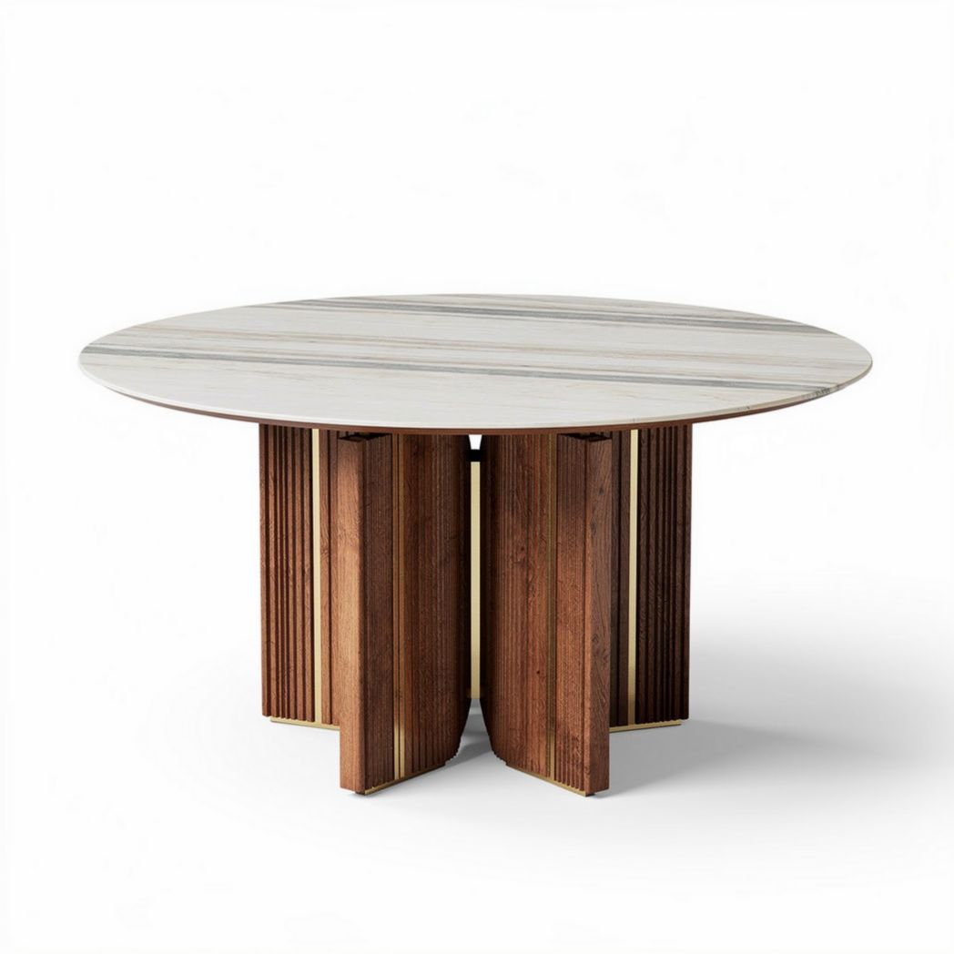 Table ronde en bois avec pied en stratifié dimensions 100 x 100 x 75cm