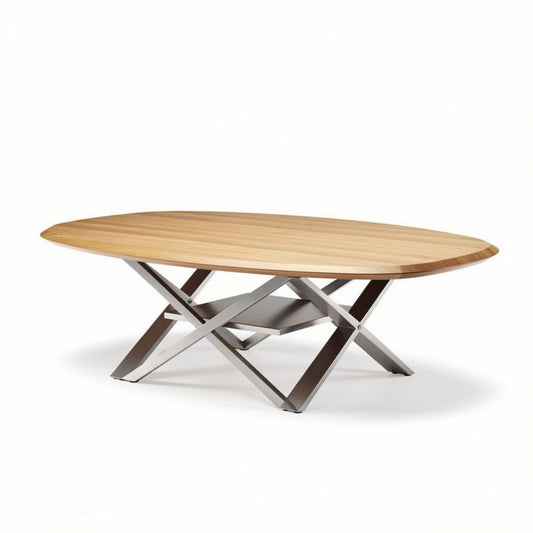 Table en bois de chêne avec pieds en acier inoxydable 180 x 90 x 75cm