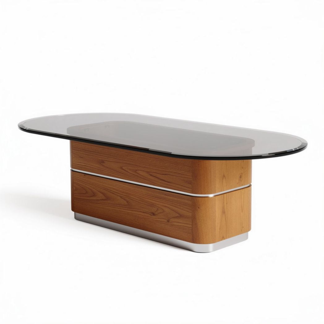 Table basse en bois avec dessus en verre noir 150 x 80 x 75cm